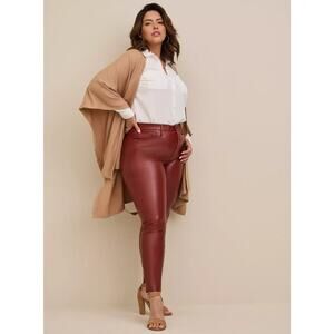 Womens 14 NWT Torrid Faux Leather Pants Brown High Rise Skinny Plus Neutral